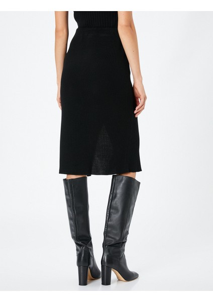 Midi Triko Etek Yırtmaçlı Önden Fermuarlı fırsatları