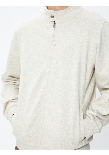 Fermuarlı Sweatshirt Cep Detaylı Yuvarlak Yaka Çıtçıt Düğmeli indirimleri