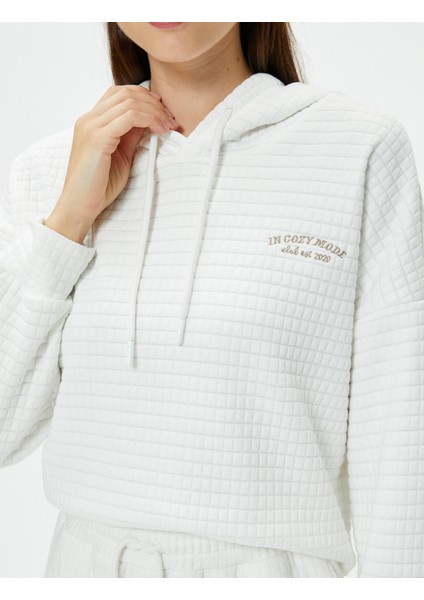 Sweatshirt Pijama Üstü Kapüşonlu Dokulu Slogan Nakışlı indirimleri