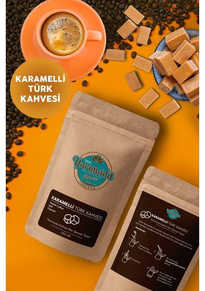 Taze Çekilmiş Orta Kavrulmuş ve Öğütülmüş Karamelli Türk Kahvesi 100 gr