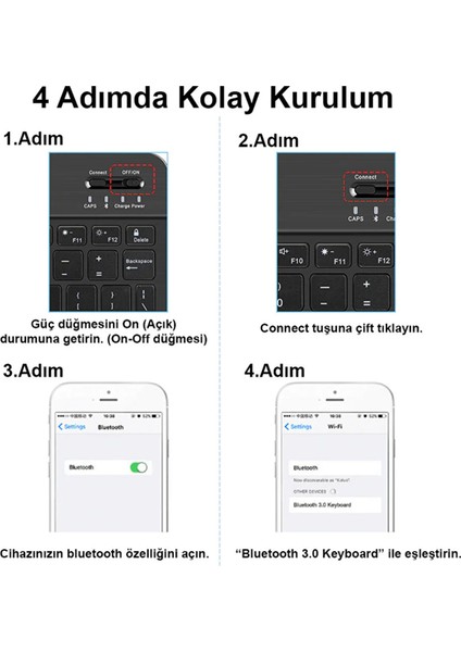 Tablet ve Telefonlar Için Bluetooth Klavye ve Mouse Set - AL3476 modelleri