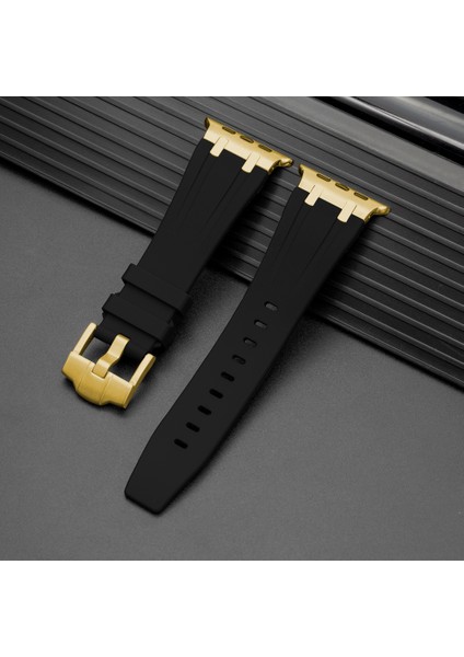 apple Watch 42 44 45 49 mm Kordon Metal Bağlantılı Silikon Kordon 89 1/2/3/4/5/6/se/se2/7/8/9/ultra Luxplus 2025