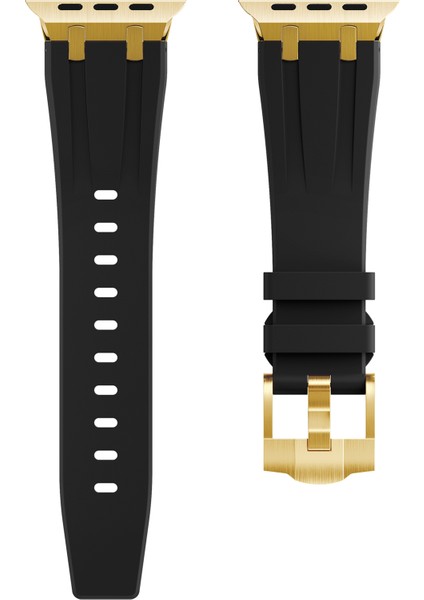 apple Watch 42 44 45 49 mm Kordon Metal Bağlantılı Silikon Kordon 89 1/2/3/4/5/6/se/se2/7/8/9/ultra Luxplus 2025