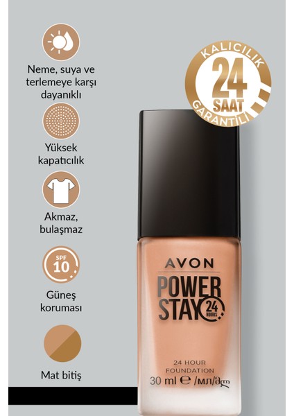 ''True'' Power Stay Fondöten Mat Bitişli 30 ml Suya Dayanıklı SPF10 24 Saat Kalıcılık fiyatları