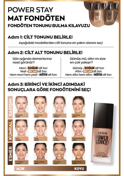 ''True'' Power Stay Fondöten Mat Bitişli 30 ml Suya Dayanıklı SPF10 24 Saat Kalıcılık modelleri