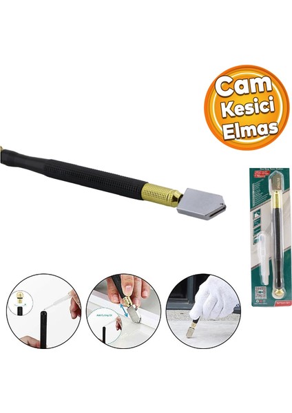 Cam Kesici Elması Yağlı 178 mm Profesyonel Kesici THT561781 Elmas Cam Kesme Tekerleği Kiti