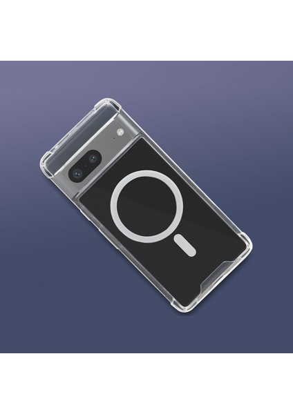Google Pixel 7 Kablosuz Manyetik Çekim Şeffaf Cep Telefonu Kılıfı (Yurt Dışından)