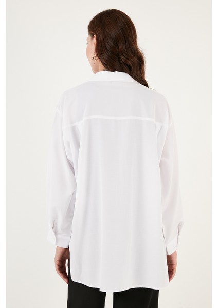 Pamuklu Oversize Dokuma Gömlek Bayan Gömlek 6234760