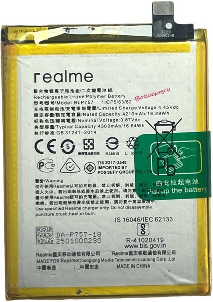 Oppo Realme 6i (BLP757) Batarya