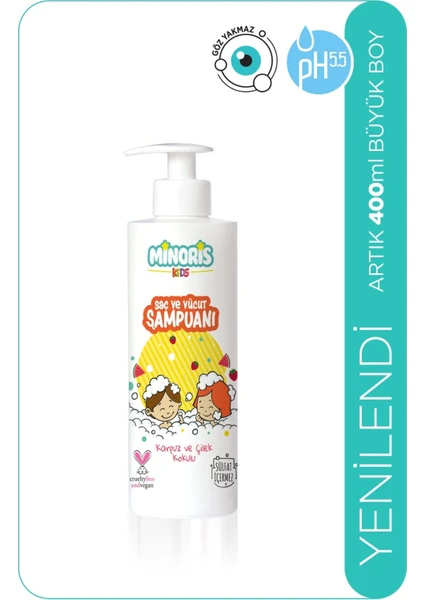 Kids Organik Saç ve Vücut Şampuanı Karpuz Çilek Kokulu 400ml