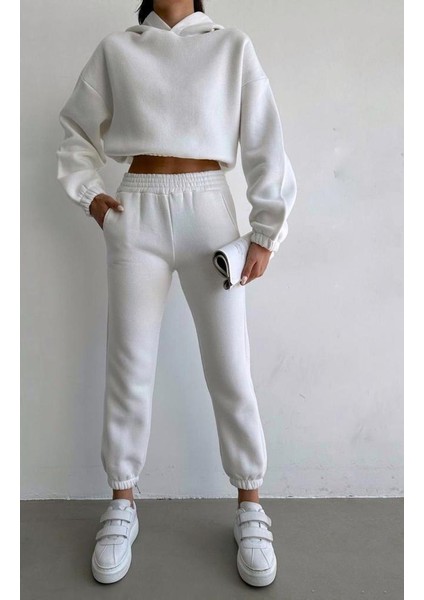 Şardonlu Beli Paçası Lastikli Kapüşonlu Sweatshirt Eşofman Alt Üst Takım fiyatları