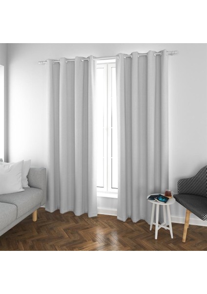 Halkalı Blackout Karartma Tek Kanat Fon Perde Açık Gri