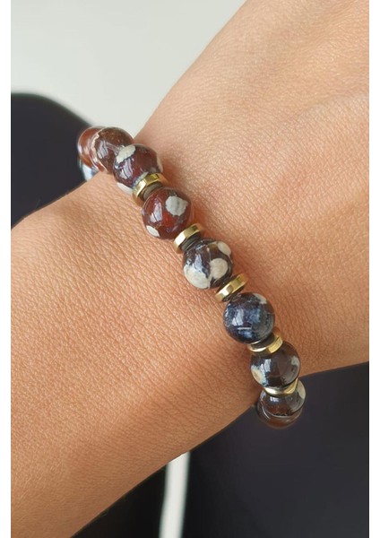 Akik Ve Hematit Taşlı Tasarım Doğal Taş Bileklik fiyatları