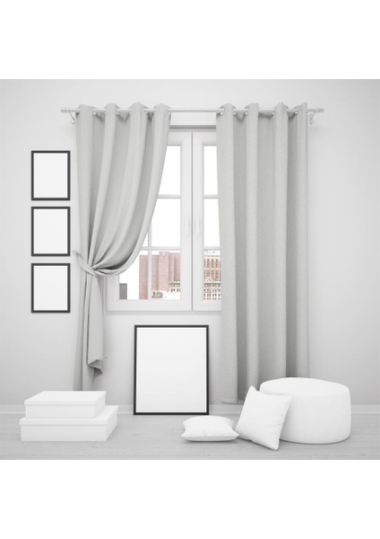 Halkalı Blackout Karartma Tek Kanat Fon Perde Açık Gri fiyatları