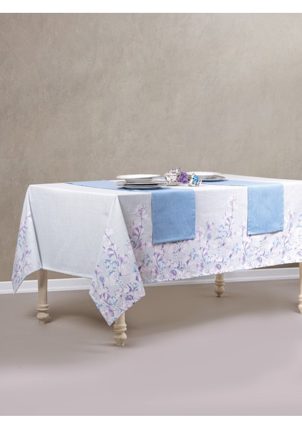 Baskılı Masa Örtüsü Seti Neva Gri 180X230