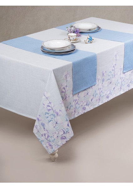 Baskılı Masa Örtüsü Seti Neva Gri 180X230