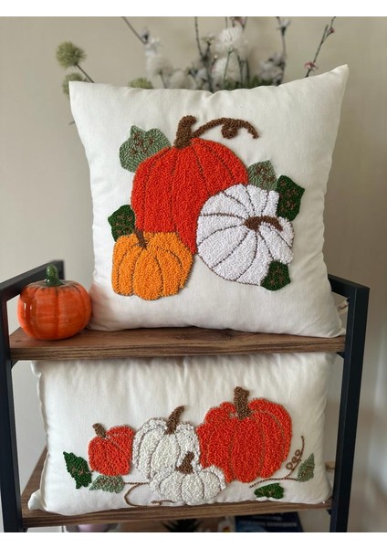 Punchhatolyesii Sonbahar Balkabağı Elyapımı Kırlentkılıfı 2liset TAKIM(43X43) 30X50) Ölcüler fırsatları