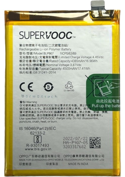 Oppo Reno 8 (BLP907) Batarya