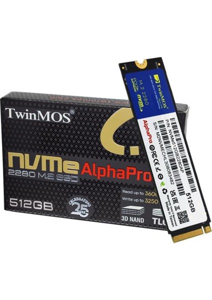 512 GB Twınmos M.2 Pcıe Nvme 3600/3250 NVME512GB2280AP