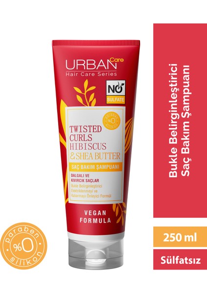 URBAN Care Hibiscus&Shea Butter Kıvırcık ve Dalgalı Saçlara Özel Saç Bakım Şampuanı-Sülfatsız-250ML