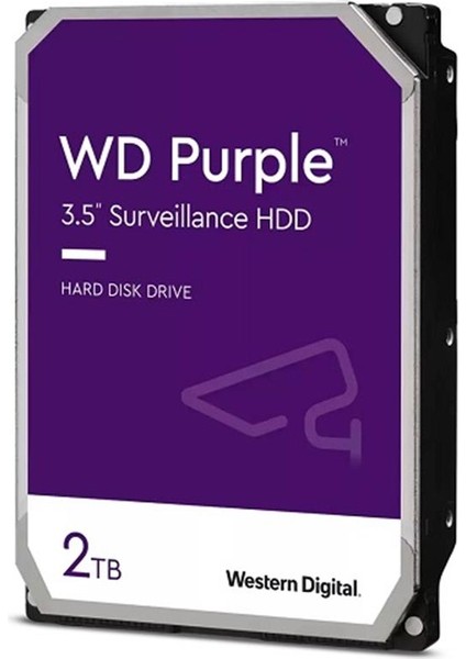 2 Tb Wd 3.5 Purple Sata3 5400RPM 64MB 7/24 Guvenlık WD23PURZ (3 Yıl Resmı Dıst Garantılı)