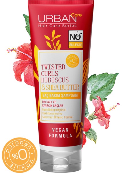 URBAN Care Hibiscus&Shea Butter Kıvırcık ve Dalgalı Saçlara Özel Saç Bakım Şampuanı-Sülfatsız-250ML