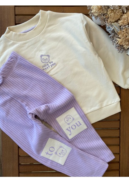 Babyaden 2 Iplik Dokuma Nakışlı Şardonsuz Taytlı Kız Çocuk Takım fiyatları