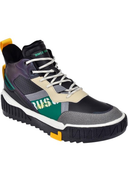 Yüksek Bilekli Erkek Spor Ayakkabı Sneaker Ek- Siyah