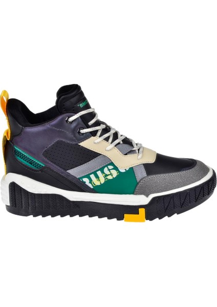 Yüksek Bilekli Erkek Spor Ayakkabı Sneaker Ek- Siyah