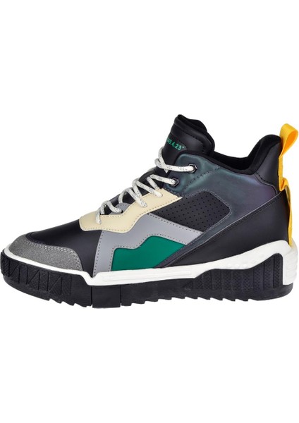 Yüksek Bilekli Erkek Spor Ayakkabı Sneaker Ek- Siyah