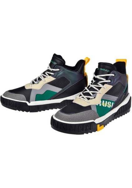 Yüksek Bilekli Erkek Spor Ayakkabı Sneaker Ek- Siyah