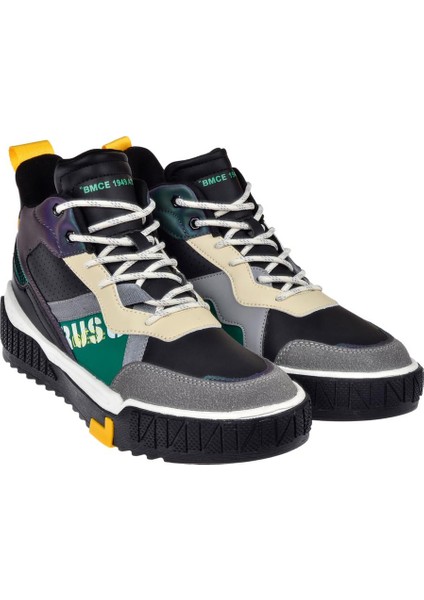 Yüksek Bilekli Erkek Spor Ayakkabı Sneaker Ek- Siyah