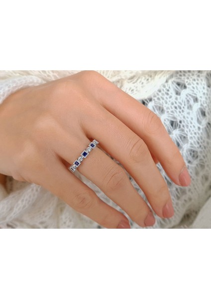 Pırlanta ve Prenses Kesim Safir Tamtur Yüzük 0404R0334 fırsatları