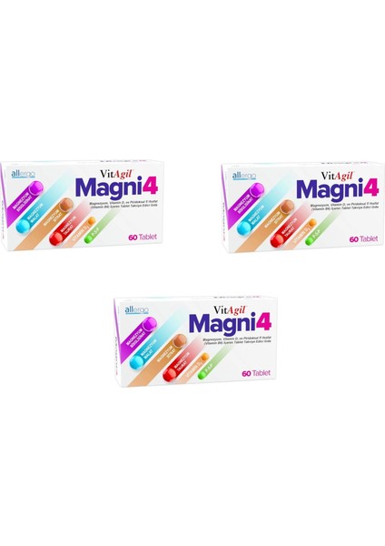 Vitagil Magni4 Magnezyum Vitamin D3 P5p 60 Tablet 3 Adet