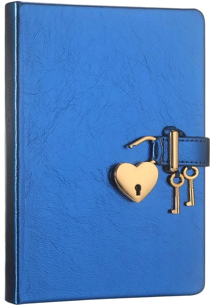 Victoria's Journals Victoria's Journals Hush Hush Kilitli Defter 13x18 Cm Metalik Mavi