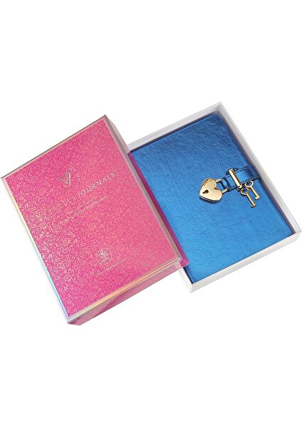 Victoria's Journals Victoria's Journals Hush Hush Kilitli Defter 13x18 Cm Metalik Mavi