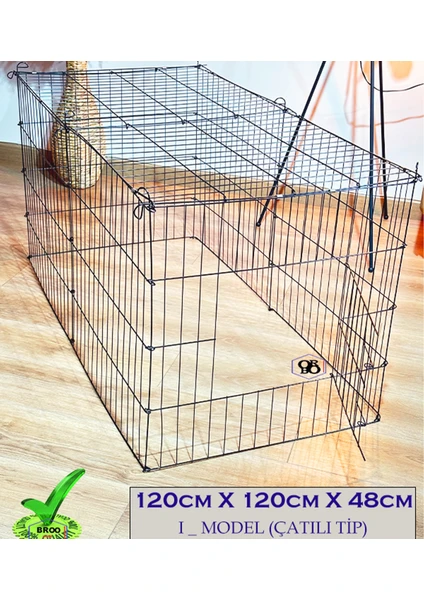 Köpek Kedi Çiti Kafesi 120CMX60CMX48CM I Tip Oyun Eğitim Alanı 8 Parça Panel Çit Siyah