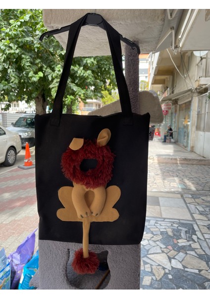 Aslan Yeleli Küçük Köpek Siyah Taşıma Çantası
