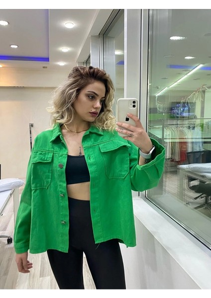 Kadın Oversize Rahat Kalıp Uzun Kollu Cepli Gömlek Ceket (Renk Seçenekli) modelleri