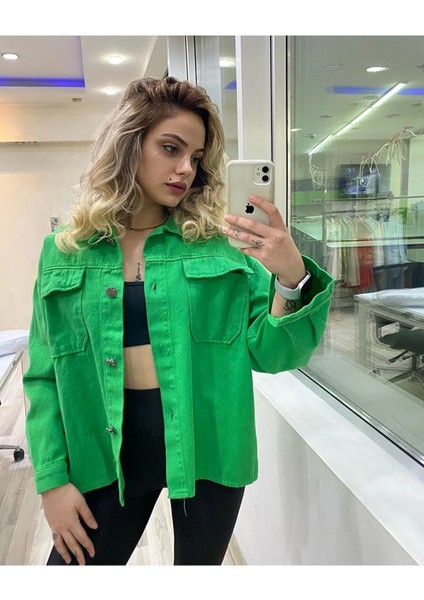 Kadın Oversize Rahat Kalıp Uzun Kollu Cepli Gömlek Ceket (Renk Seçenekli) fırsatları