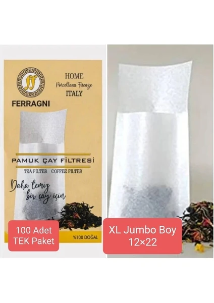 FERRAGNI Home Porcellana Firenze Çay Demleme Poşeti (Çay Filtresi)  Xl Jumbo Boy  Tek Paket (100 Adet)