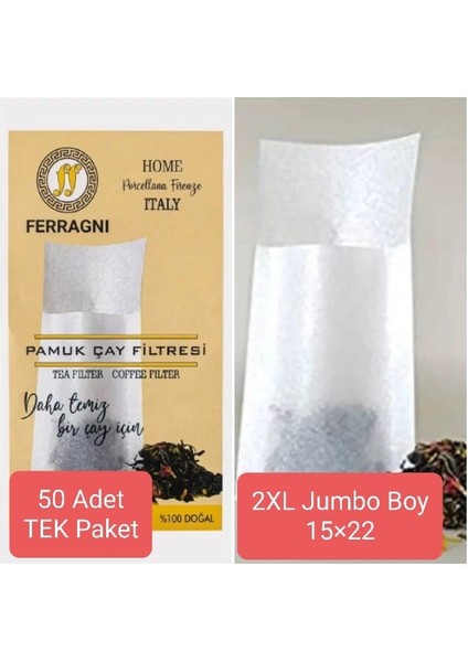 Çay Demleme Poşeti (Çay Filtresi) 2xl Jumbo Boy Tek Paket (50 Adet)