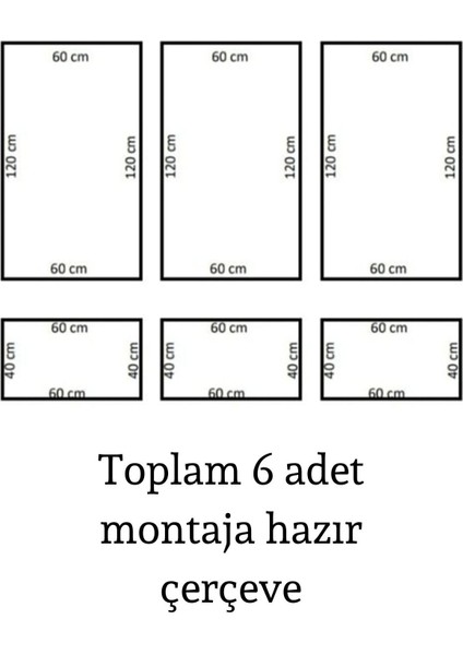 Dekoratif Boyanabilir 2,5 cm Duvar Çıtası 6 Adet Hazır Çerçeve Paketi