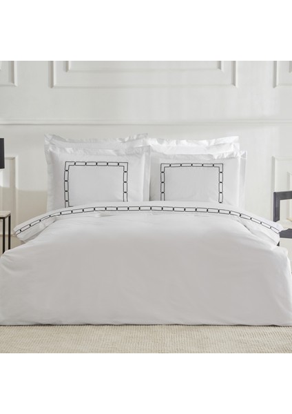 White Collection Diane Çift Kişilik Nakışlı Percale Nevresim Takımı Beyaz