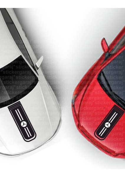 Mercds kaput uyumlu marka logolu şerit tuning modifiye sticker etiket - Baskılı