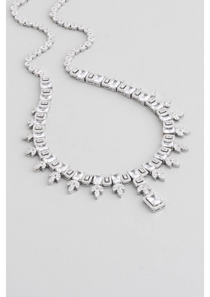 Romantik Aşk 18 Ayar Beyaz Altın Kaplama Gümüş Gerdanlık fiyatları