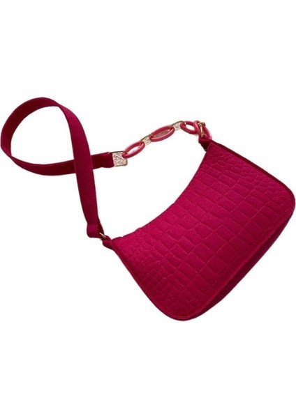 Timsah Desenli Keçe Çapraz Çanta (Yurt Dışından)
