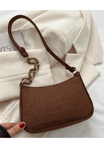 Timsah Desenli Keçe Çapraz Çanta (Yurt Dışından)