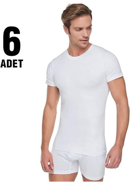 Tutku Beyaz Sıfır Yaka Erkek Penye Atlet 6'lı