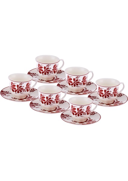 Kelsey New Bone 6 Kişilik Kahve Fincan Takımı 90 ml Bordo indirimleri